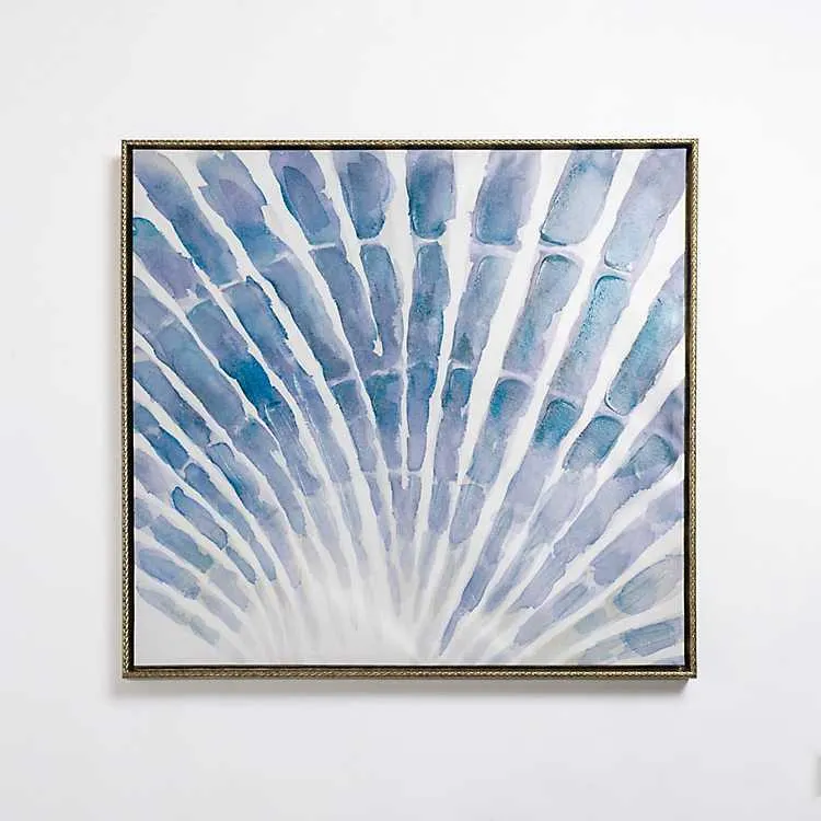 Blue Seashell Zoom Framed Canvas Art Print