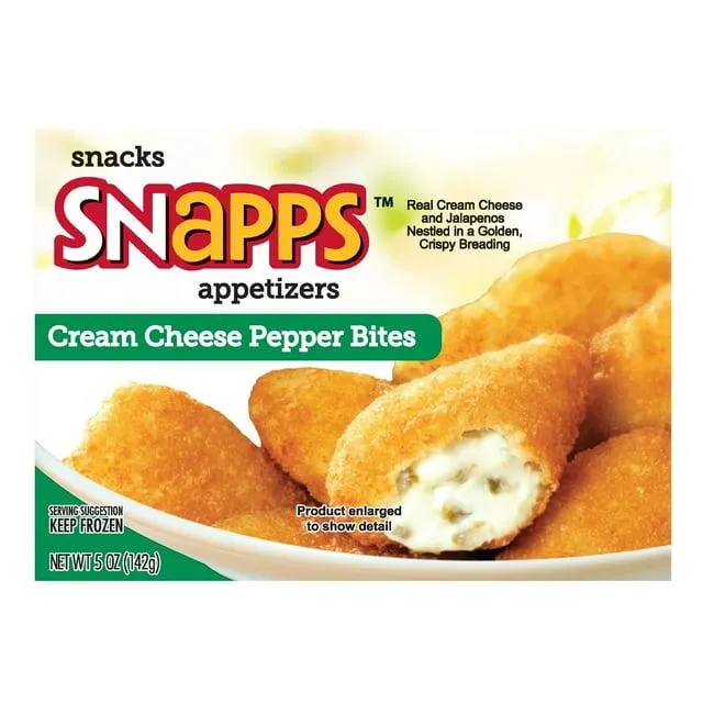 Snapps Frozen Appetizers Cream Cheese Jalapeno Pepper Bites, 5oz Cardboard Box