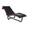 Scandinavian Modern Black Leather and Red Wool Reversible Chaise Lounge from Westnofa, Norwegian, 1950s