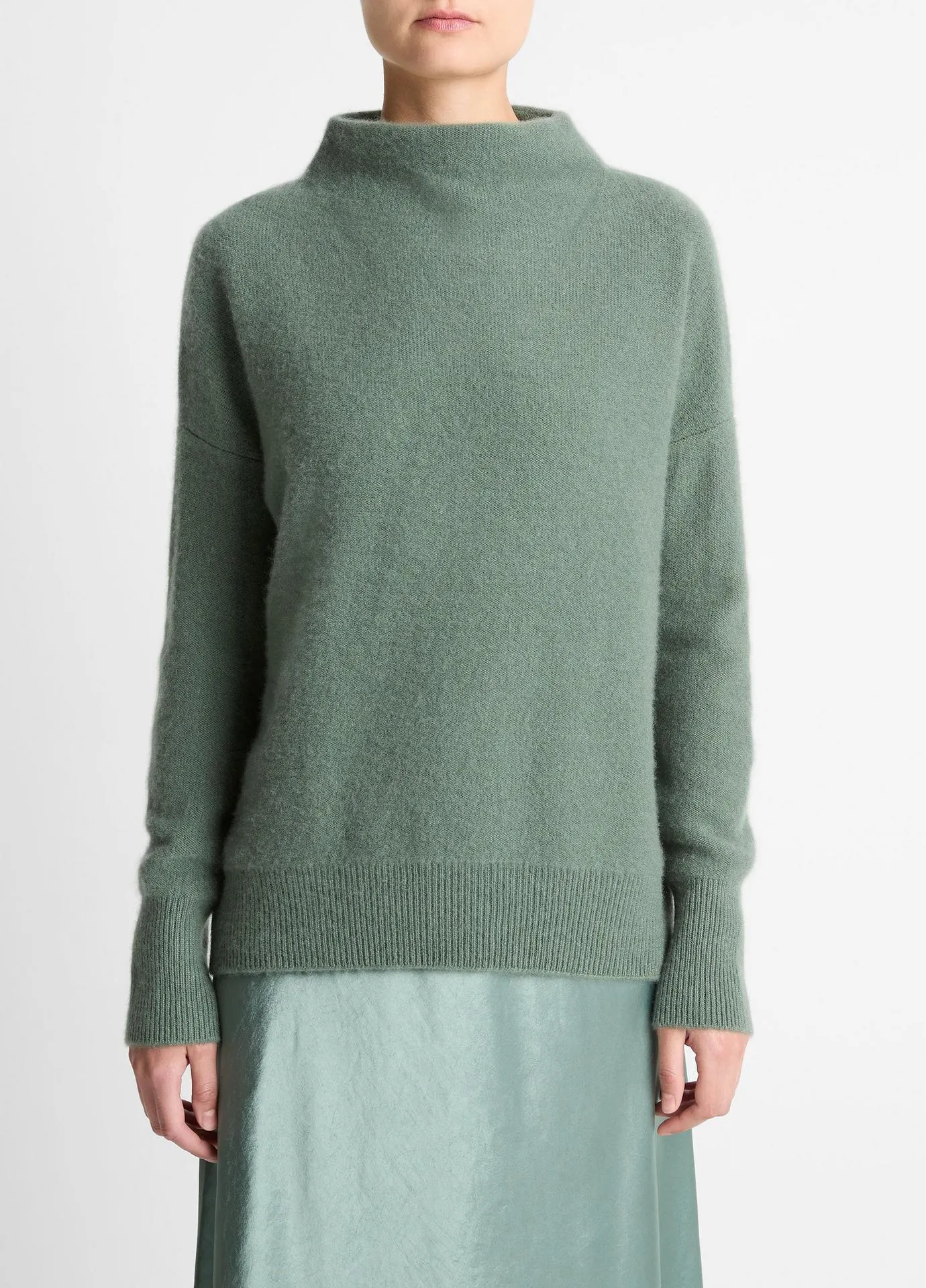 Plush Cashmere Funnel-Neck Sweater