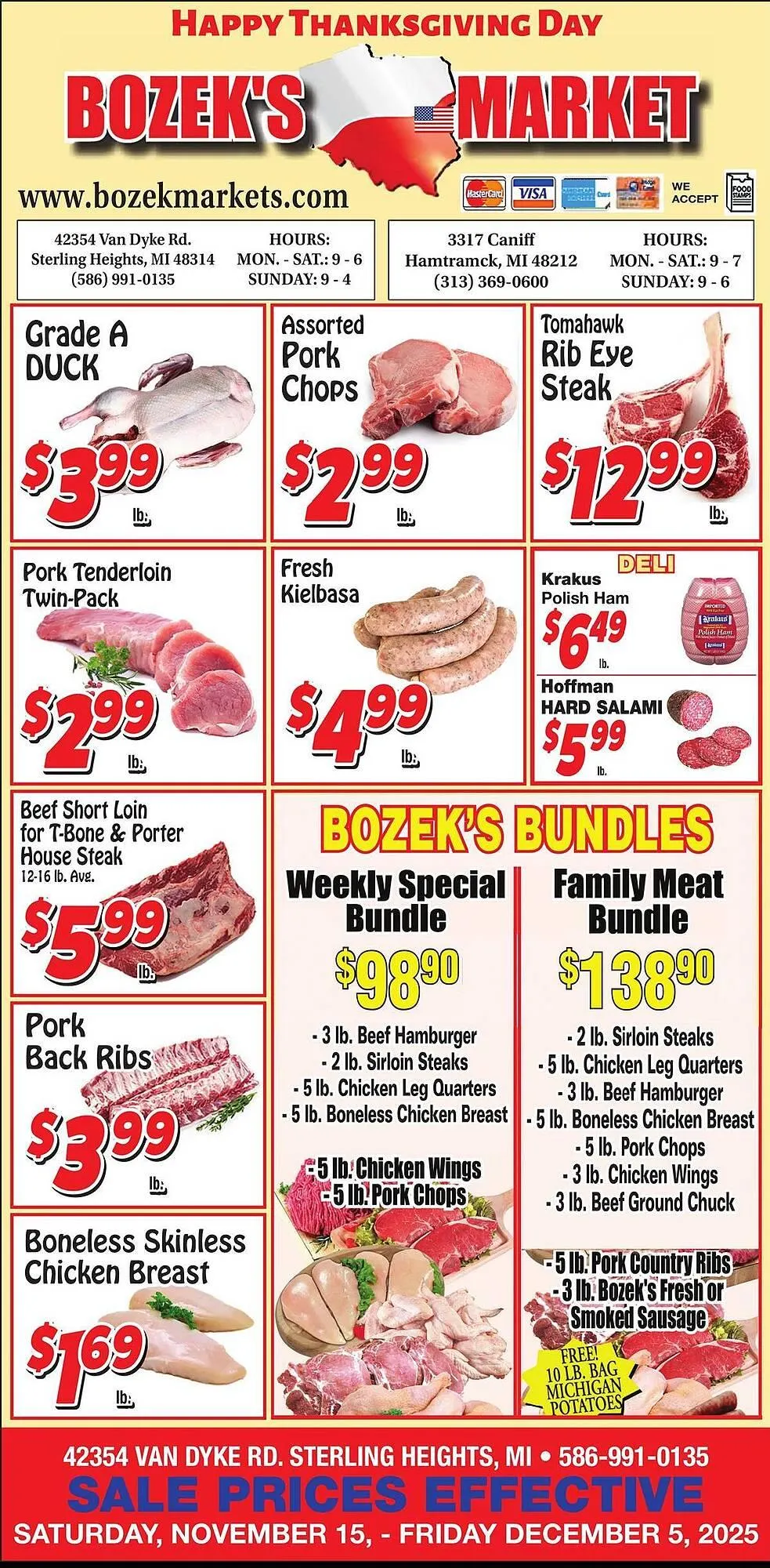 Weekly ad Bozek's Market weekly ad from November 15 to December 5 2025 - Page 1