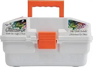 Shakespeare Customize-It Tackle Box, Kids Tackle Box with Tackle, Spill-Proof Tray, Includes 29 Pieces of Assorted Tackle, 3 Sheets of Customize-It Stickers, 2 Practice Casting Plugs, Fishing Journal
