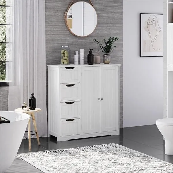 Yaheetech Bathroom Storage Cabinet With Adjustable Shelf, White - N/A