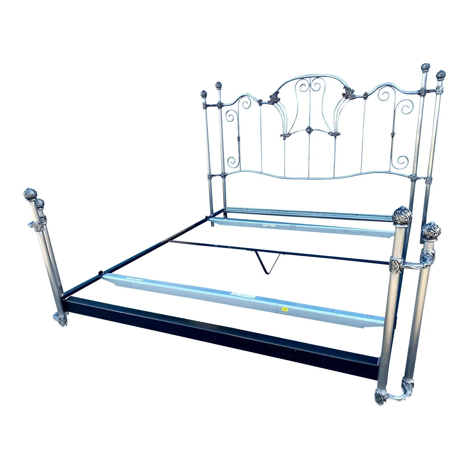 1980s Vintage French Open-Toe Iron Bed Frame