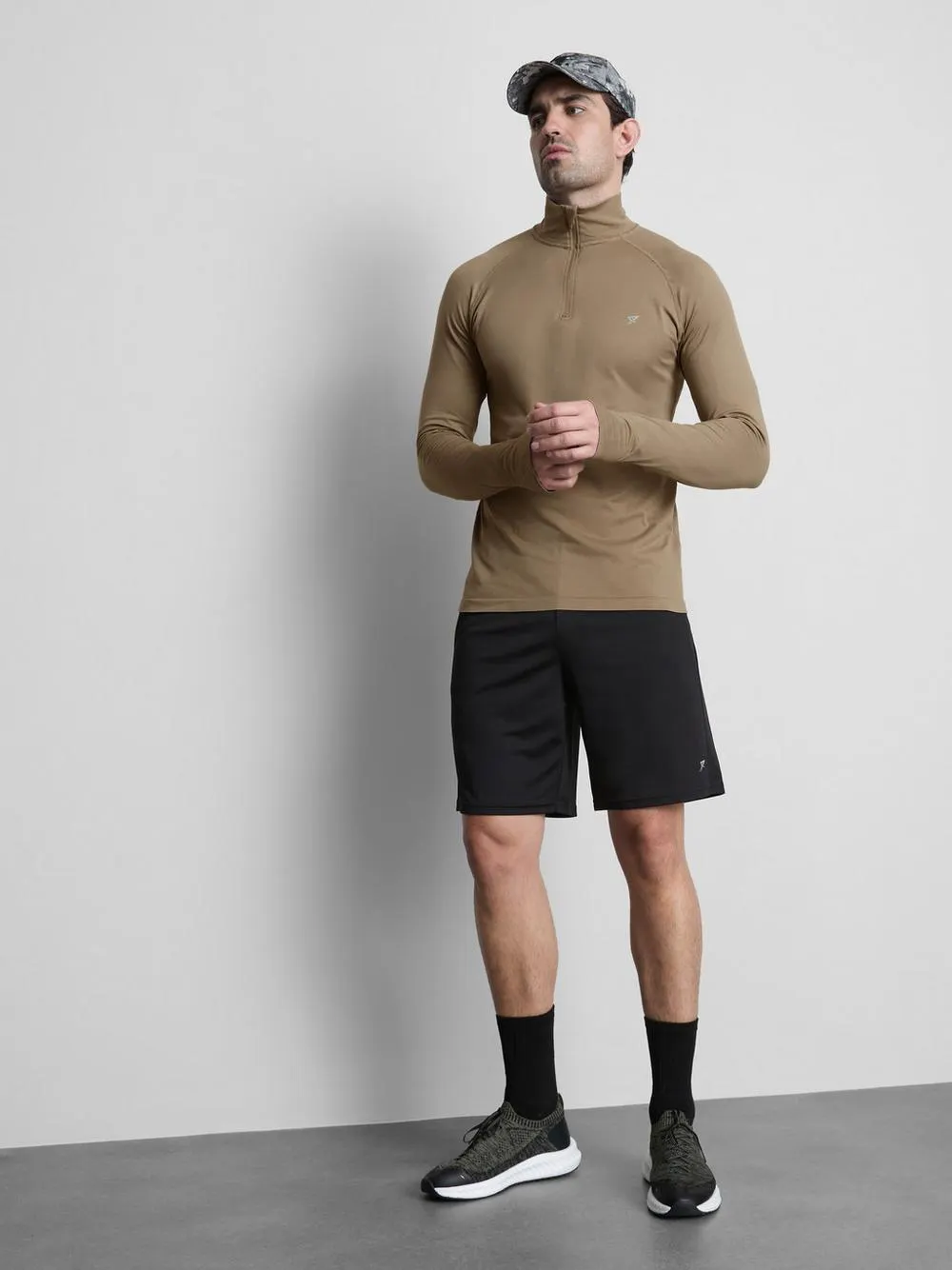 Camisola desempenho fecho correr 1/4