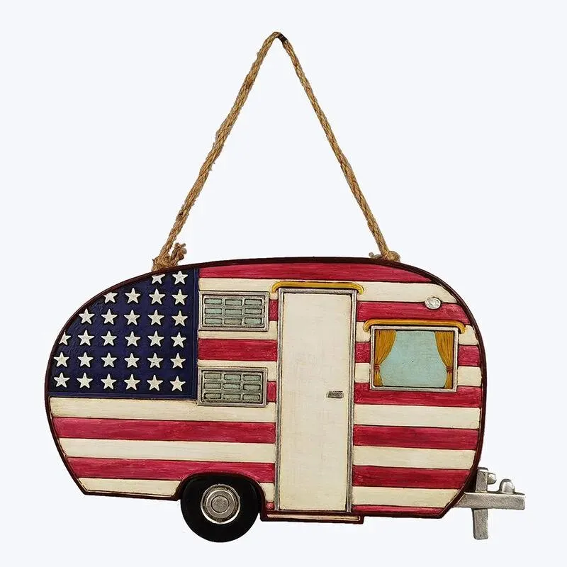 American Red, White, and Blue Camper Wall Sign