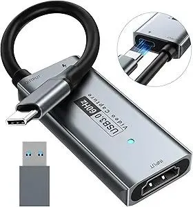 Newhope USB 3.0 Capture Card with 100W PD - HDMI to USB-C Video Capture Card 1080P 60fps & 2K 30fps Video Audio Capture Device for Streaming, Game Recording, Compatible for Quest 3, Switch, PS4/PS5