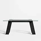 Madison 72" Glass Desk with Ebonized Wood Base