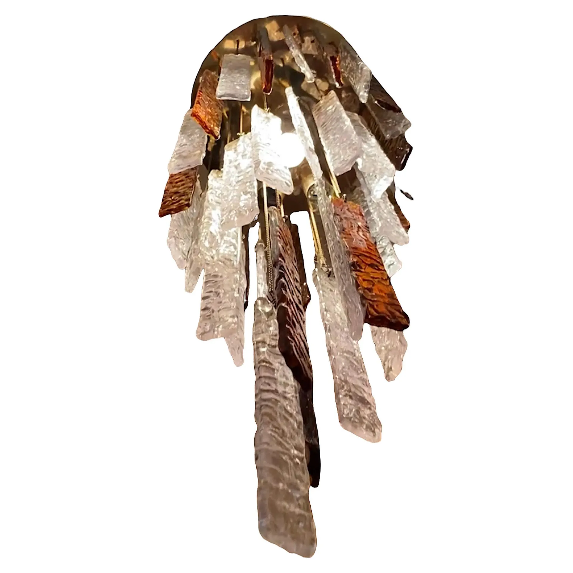 Mazzega Pendant Glass Bicolre Murano Ice Frost Model, Italy, 1970