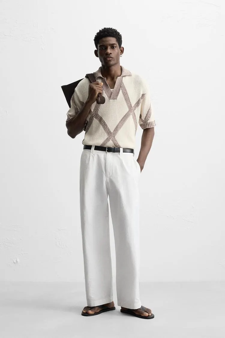 RHOMBUS JACQUARD KNIT POLO SHIRT