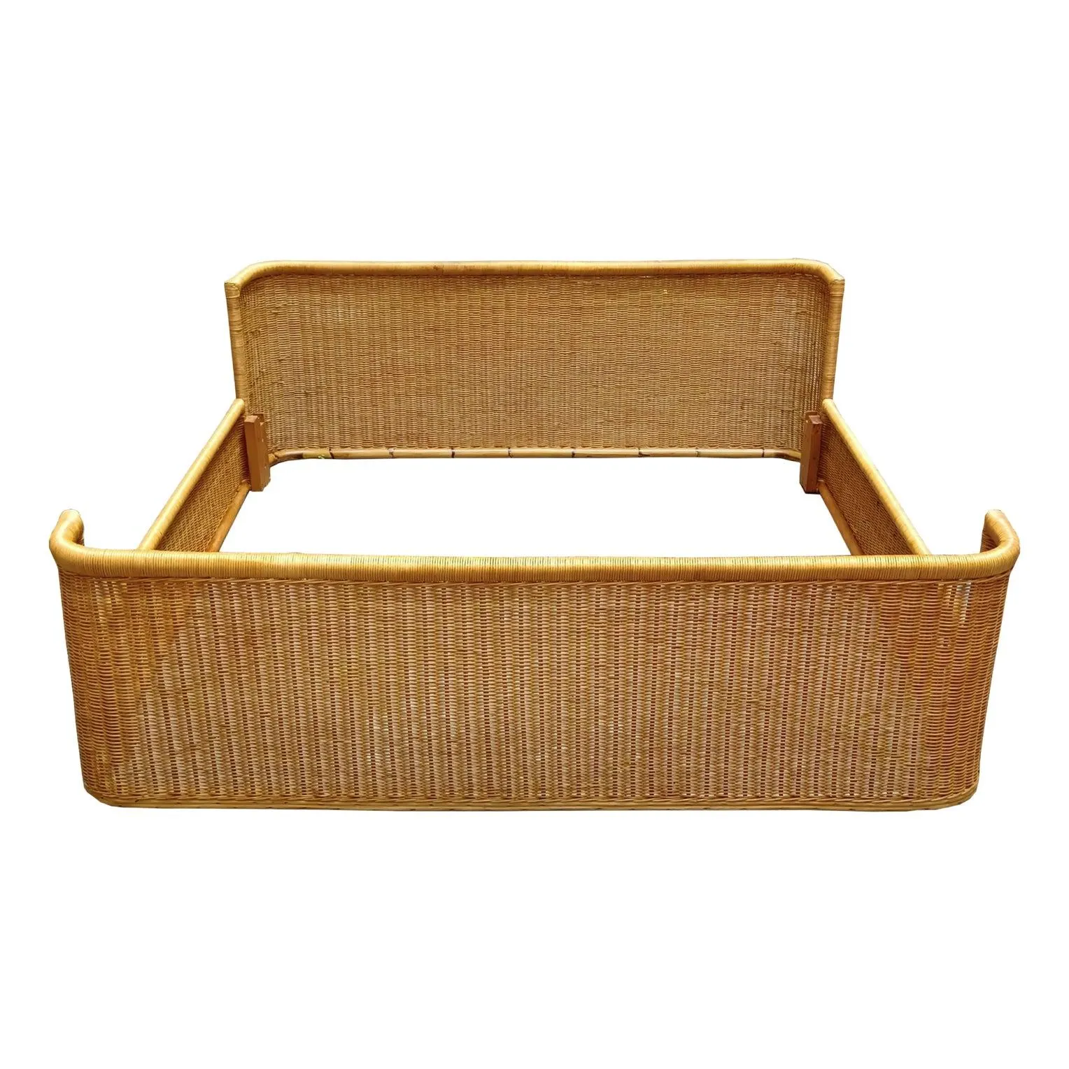 Rattan and Wicker Double Bed by Adalberto Dal Lago for Germa, Italy, 1960s
