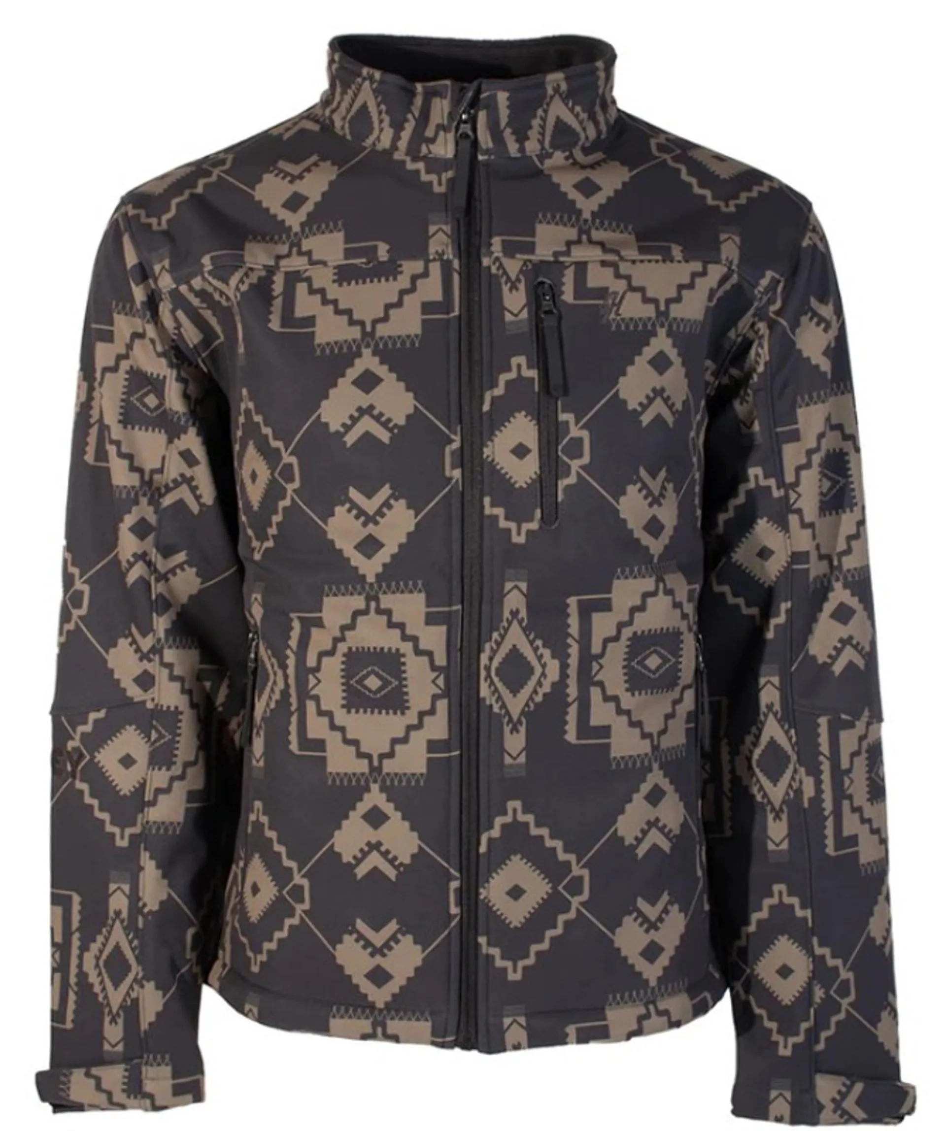 Hooey Men's "Hooey Softshell Jacket" Charcoal & Tan Aztec Allover Print