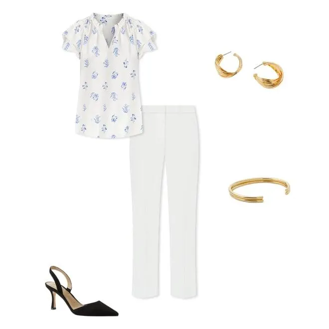 Floral Mixed Media Flutter Sleeve Top