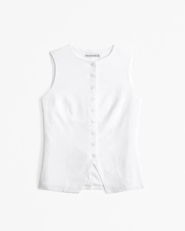 The A&F Mara Linen-Blend Button-Through Vest