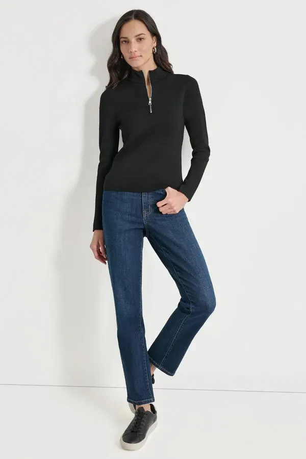 FULL NEEDLE HALF ZIP FRONT TOP