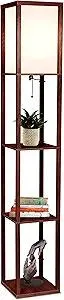 Brightech Maxwell - Modern Shelf Floor Lamp with Lamp Shade and LED Bulb - Corner Display Floor Lamps with Shelves for Living Room, Bedroom and Office - Havana Brown