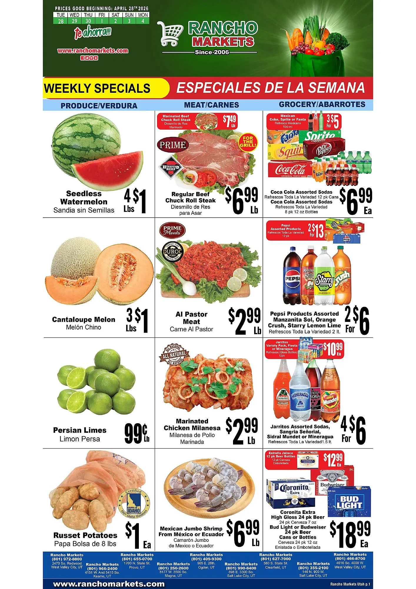 Weekly ad Rancho Markets weekly ad from April 28 to May 4 2026 - Page 1
