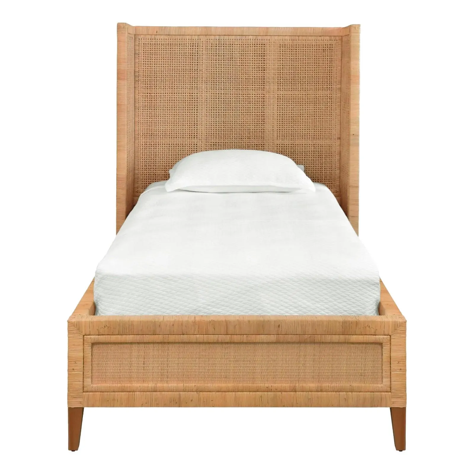 Matthew Izzo Home - Dolly Twin Bed Frame - Rattan Winged Headboard & Platform