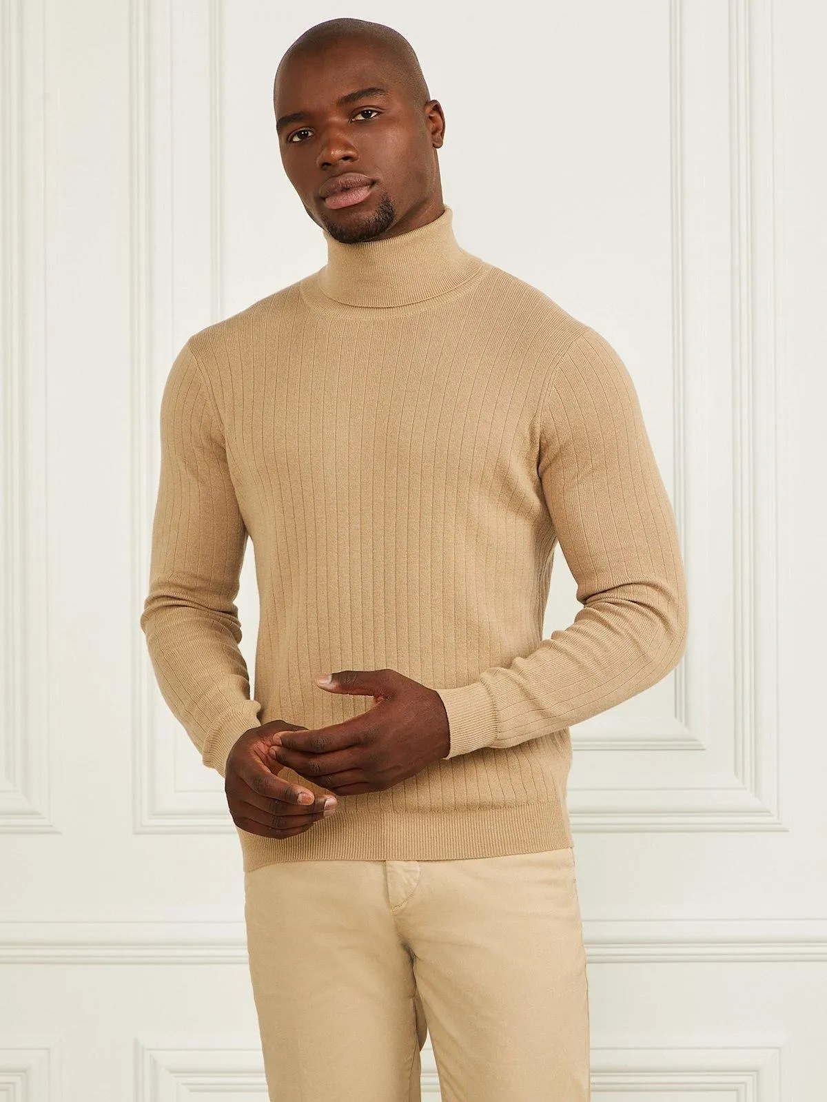 Turtleneck Wool-Blend Ribbed Sweater