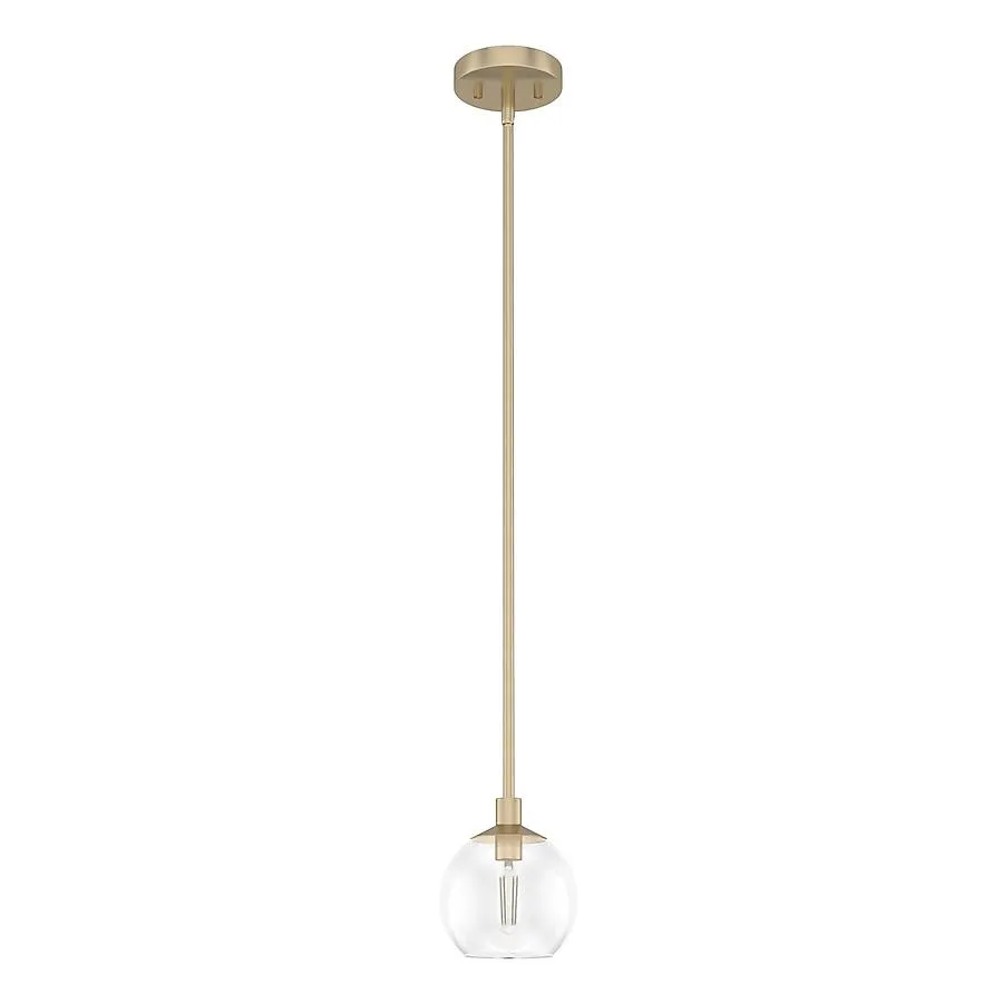 Hunter Xidane 1 -Light Alturas Gold Mid-century Clear glass Globe Mini Hanging Kitchen island light