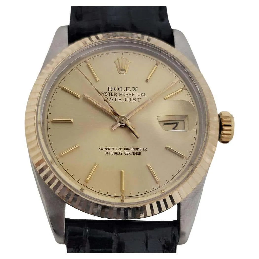 Mens Rolex Ref 16013 Oyster Datejust 18k SS Automatic 1980s Swiss Luxury RJC184B