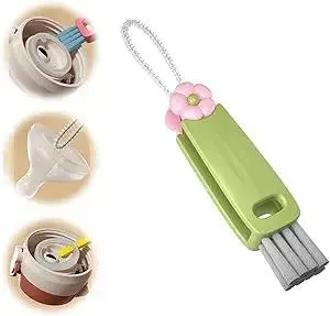 3 in 1 Cup Lid Gap Cleaning Brush, Multifunctional Bottle Brush, Cup Lid Gap Cleaner, Home Kitchen Crevice Cleaning Brush Tools (Green)