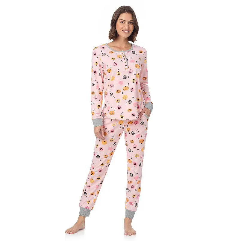 Cuddl Duds® Halloween Cozy Long Sleeve Henley Pajama Top & Jogger Pajama Bottoms Set