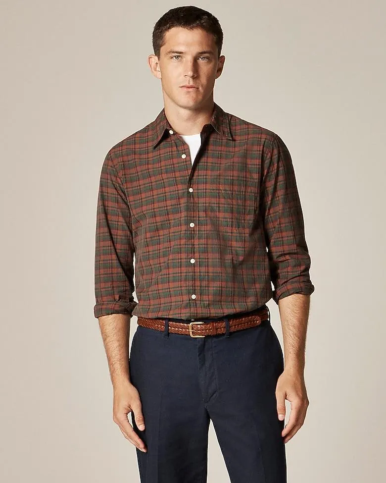 Slim Secret Wash cotton poplin shirt with point collar