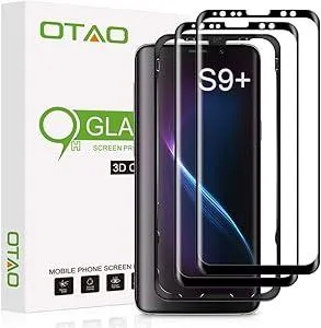 OTAO Galaxy S9 Plus Screen Protector Tempered Glass (2 Pack), 3D Curved Dot Matrix [Full Screen Coverage] Glass Screen Protector for Samsung Galaxy S 9 Plus with Installation Tray [Case Friendly]