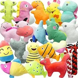 Cute Animal Designs Soft Dog Squeaky Toys (Pack of 20) for Small Medium Dogs