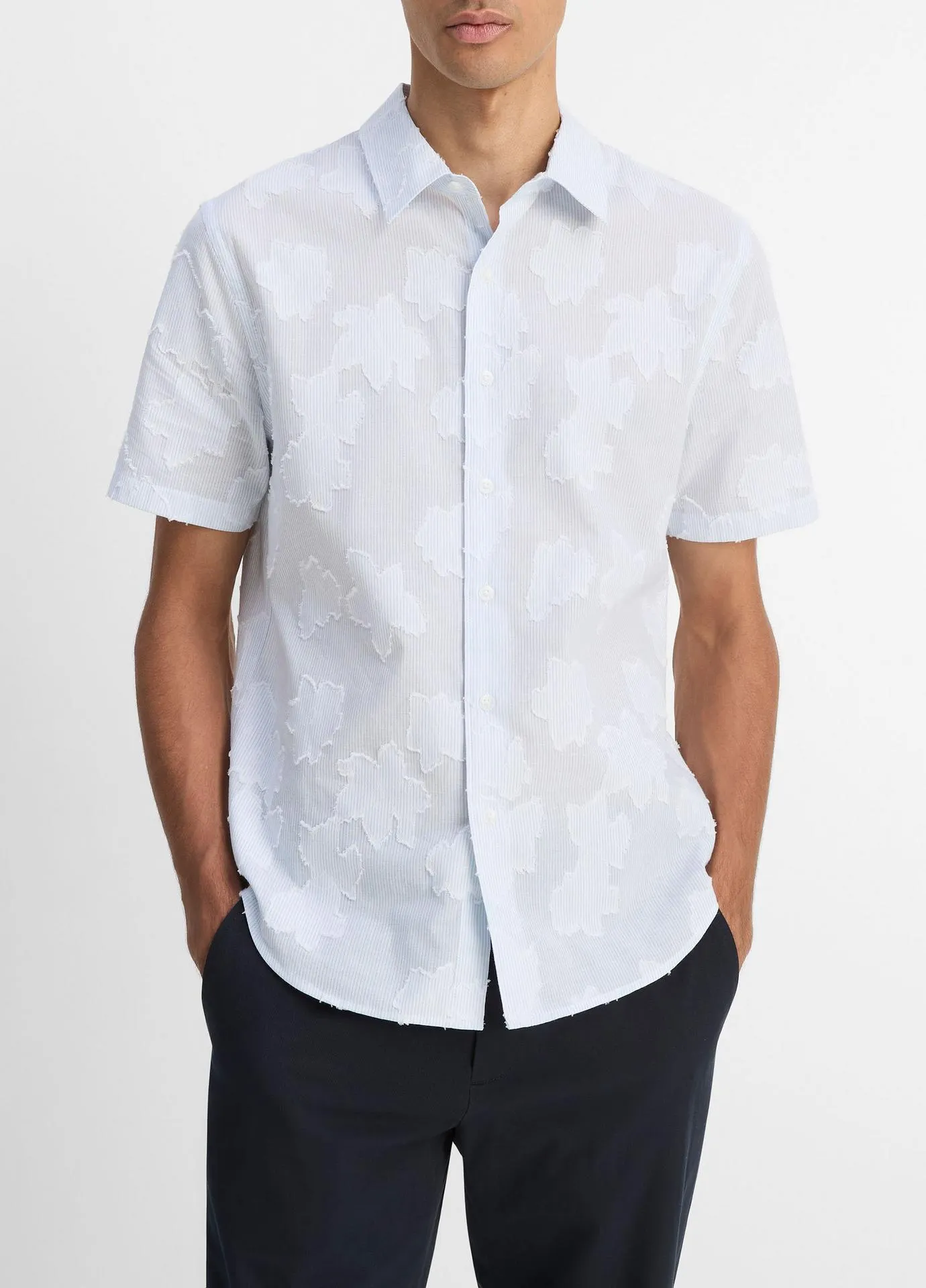 Fil Coupé Cotton Short-Sleeve Button-Front Shirt