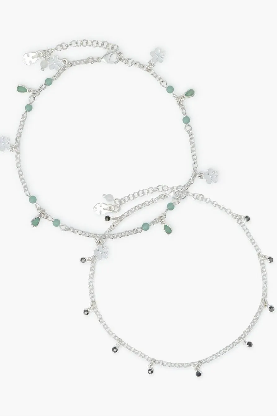 charm and pave bar anklet set