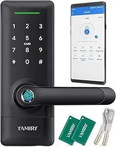 Smart Door Lock, Biometric Fingerprint, Keyless Entry, App Control, 6 Ways to Unlock, DIY Installation, Black
