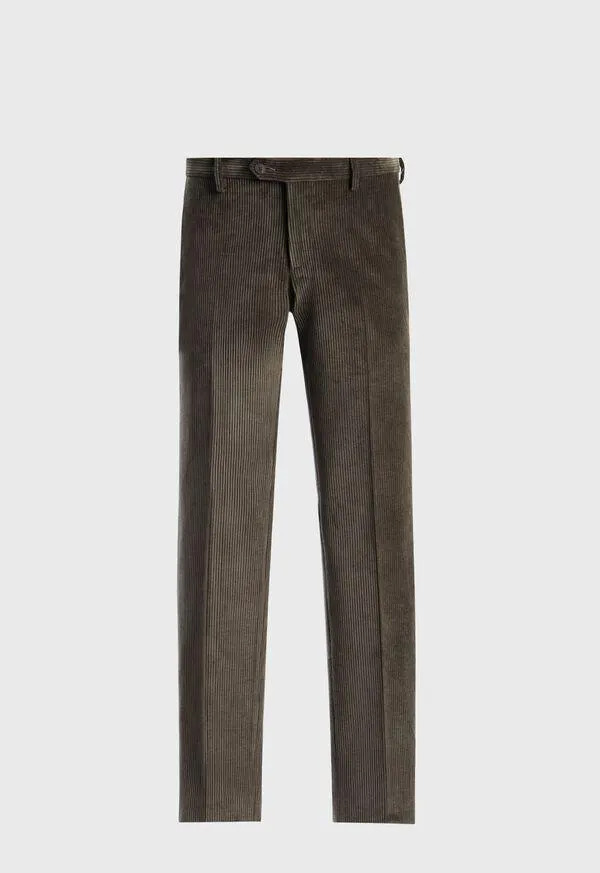 Suede Trimmed Corduroy Trouser