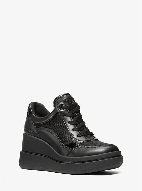 Emmy Leather and Mesh Wedge Trainer