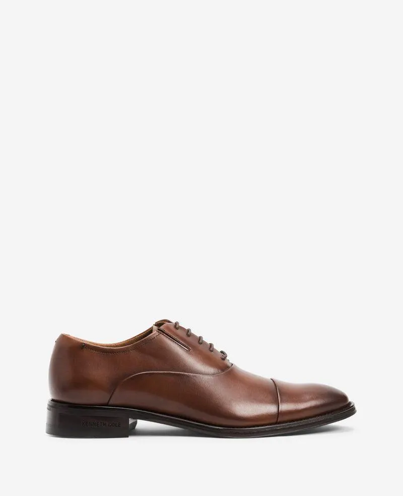 Lace Up Cap Toe Oxford - Cognac