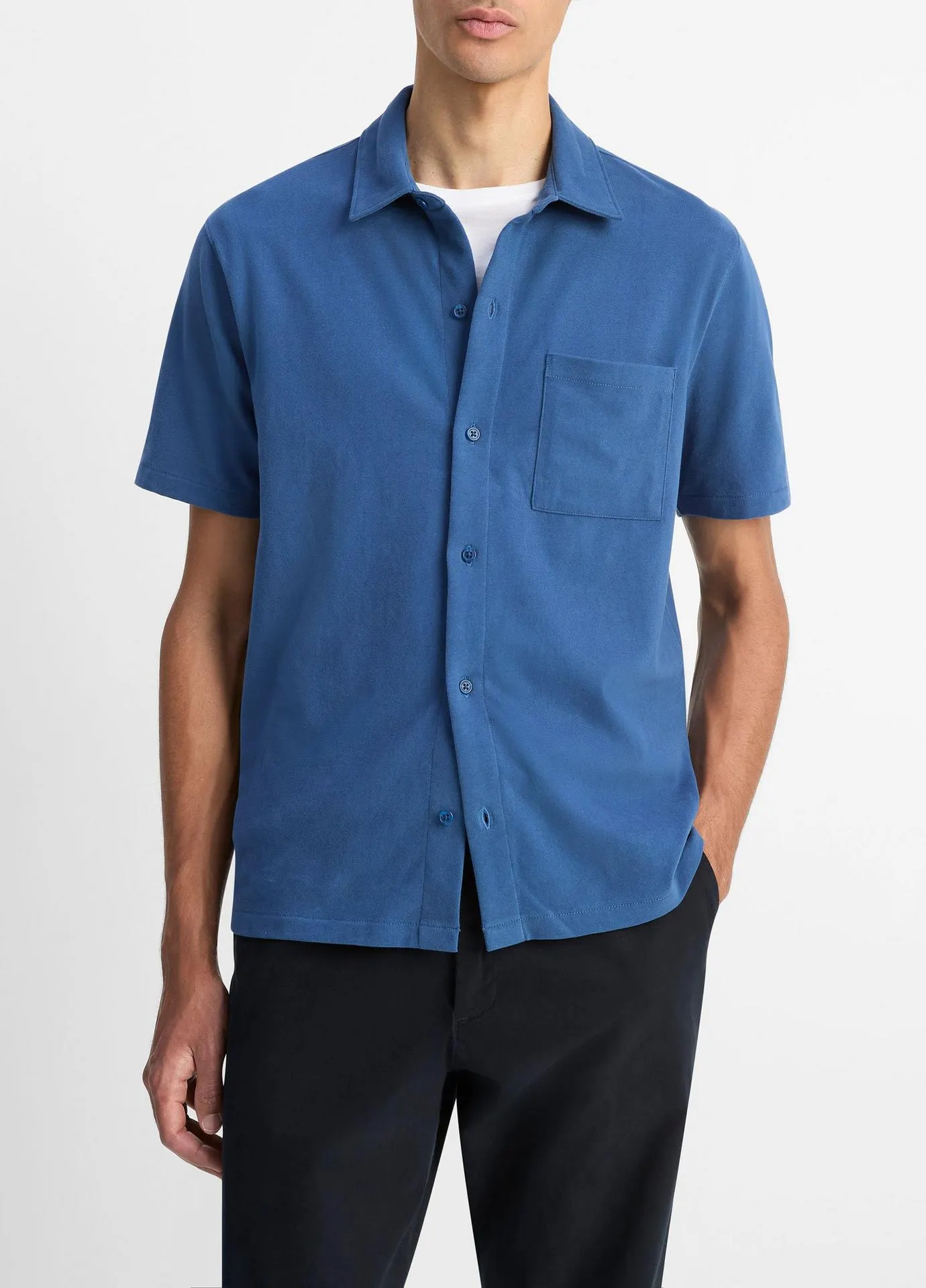 Sueded Cotton Jersey Button-Front Shirt