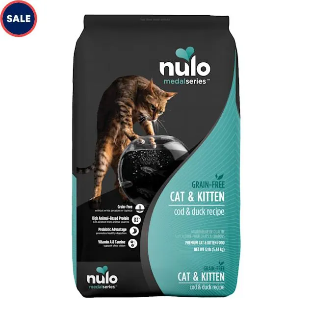 Nulo MedalSeries Grain-Free Cod & Duck Dry Cat & Kitten Food, 12 lbs.