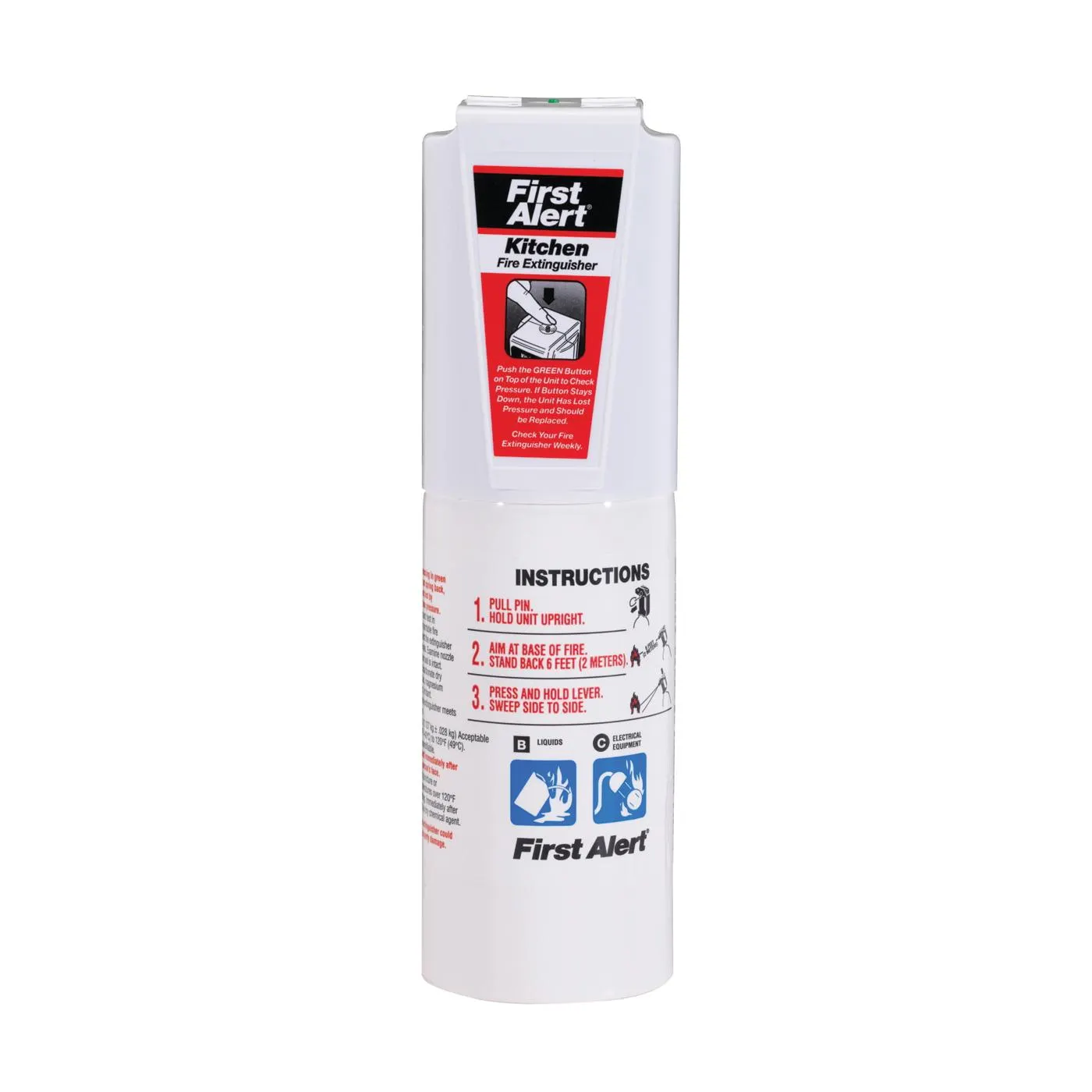KITCHEN5 Fire Extinguisher, 1.4 lb, Sodium Bicarbonate, 5-B:C Class, Wall