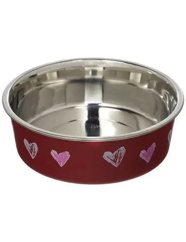 Loving Pets Bella Metallic Pet Bowl with Hearts, X-Small