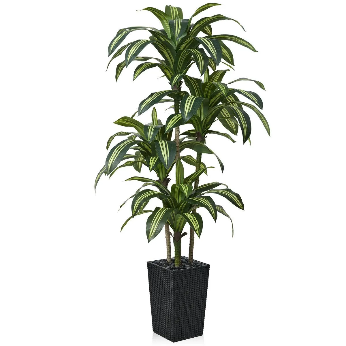 Adcock UV Resistant Artificial Yellow Dracaena Tree, Faux Tree with Large Base for Indoor Outdoor