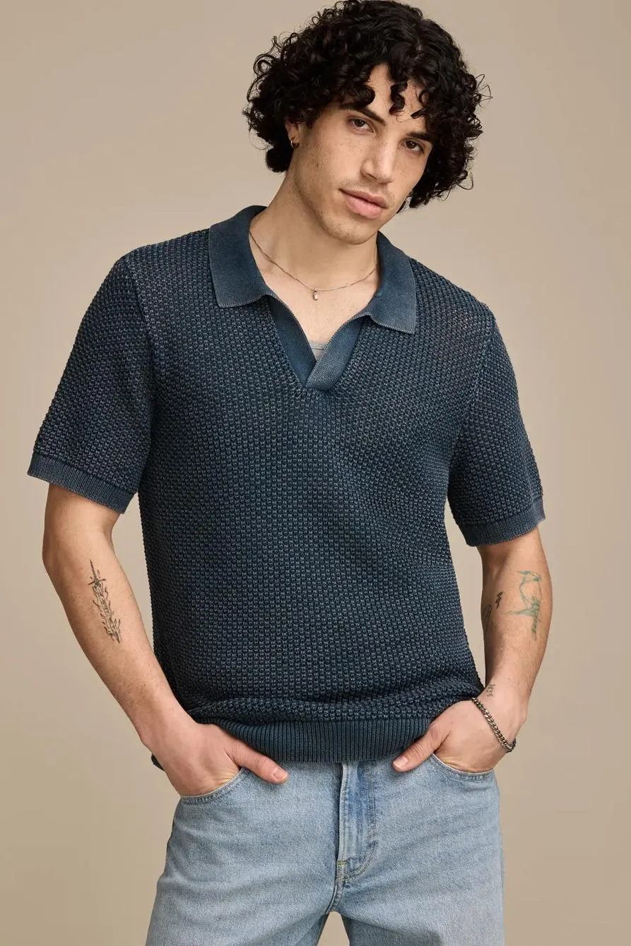 johnny collar pointelle sweater polo