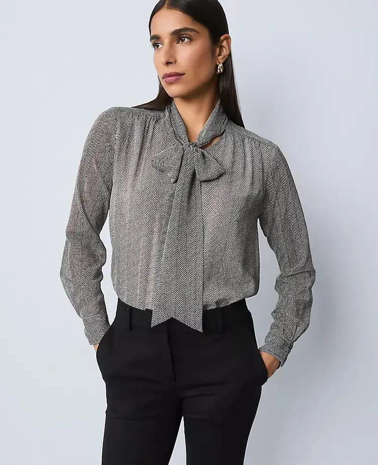 Herringbone Bow Blouse