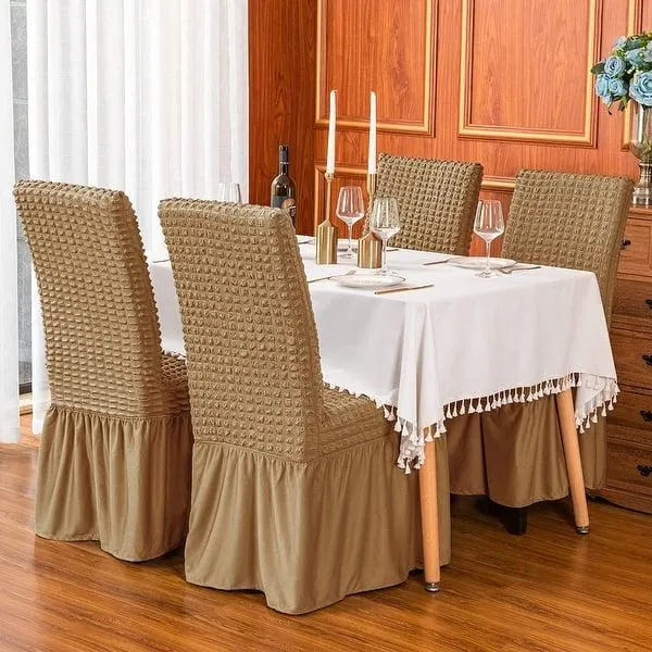 Subrtex Set-of-2 Stretch Dining Chair Cover Ruffle Skirt Slipcovers