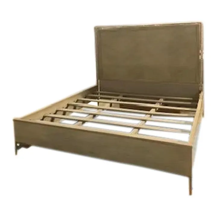 Caracole Modern Herringbone King Bed, Wood With Metal Accents