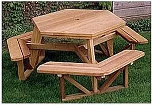 WOODCRAFT Project Paper Plan to Build Hexagon Picnic Table - Material Not Included