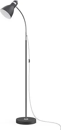 LEPOWER Floor Lamp, Metal Standing Lamp with Adjustable Gooseneck, Heavy Metal Base, Reading Pole Lamp for Office, Black Floor Lamps for Bedroom, Living Room