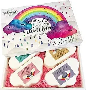 Bath Bombs for Kids - Natural and Organic Magic Rainbow Bubble Bath Bombs w/Moisturizing Shea Butter and Natural Oils, 4 Large Unicorn Cloud BathBombs for Girls, Boys, Women, Birthday Gift for Her