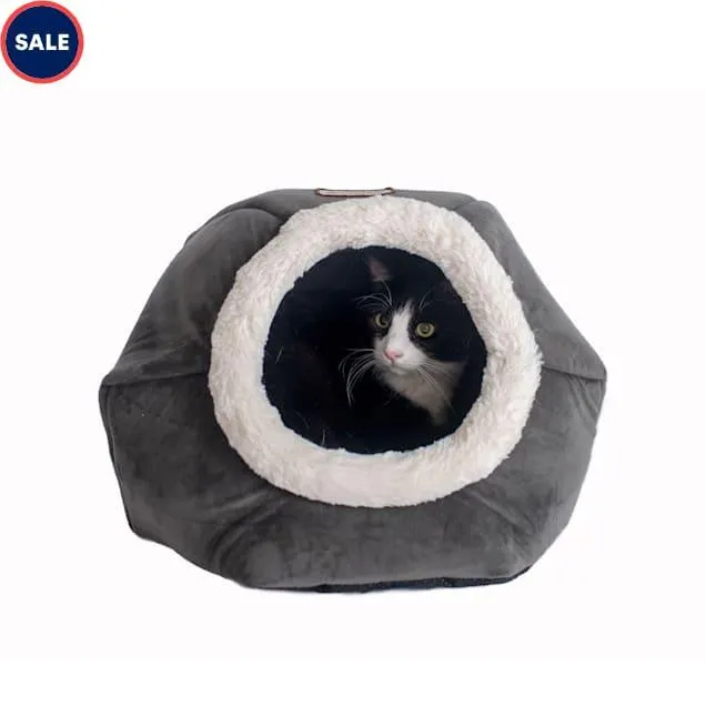 Armarkat Gray Velvet Model C80CSH/MB Cat Bed, 18" L X 18" W X 14" H