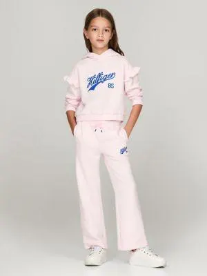 Kids' Hilfiger Script Logo Ruffle Hoodie